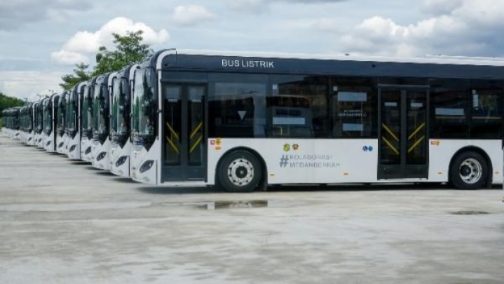 Pemko Medan luncurkan 60 bus listrik baru, Kamis (5/12/2024). (Foto: Istimewa)