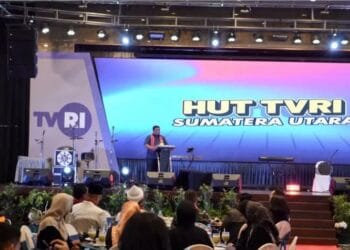 Kabid Komunikasi Publik Budi Ansari Lubis, pada acara Peringatan HUT ke-54 TVRI Sumut. (Foto/Istimewa/youbenews.com). Jumat (27/12/2024)