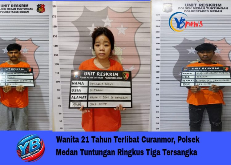 Wanita 21 Tahun Terlibat Curanmor, Polsek Medan Tuntungan Ringkus Tiga Tersangka
