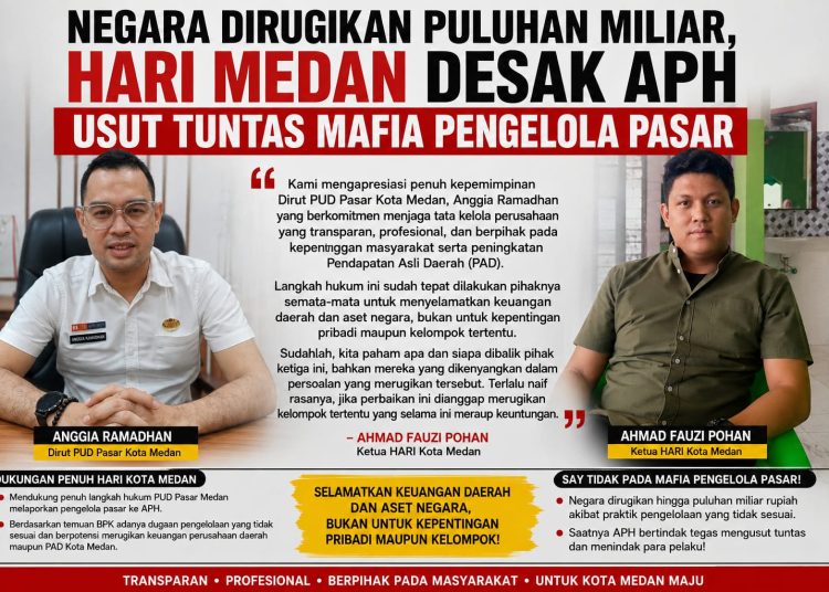 Negara Dirugikan Puluhan Miliar, HARI Medan Desak APH Usut Tuntas Mafia Pengelola Pasar