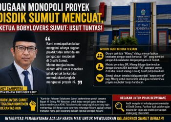 Dugaan Monopoli Proyek Disdik Sumut Mencuat, Ketua Bobylovers Sumut: Usut Tuntas!