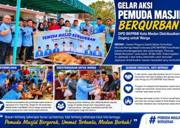 Gelar Aksi ‘Pemuda Masjid Berqurban’, DPD BKPRMI Kota Medan Distribusikan Daging untuk Warga