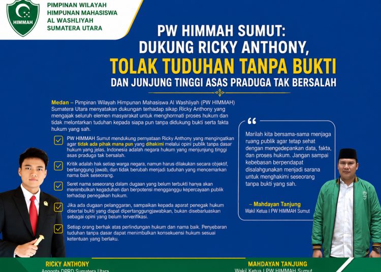 Menjunjung Asas Praduga Tak Bersalah, HIMMAH Sumut: Jangan Hakimi Ricky Anthony Melalui Opini Publik