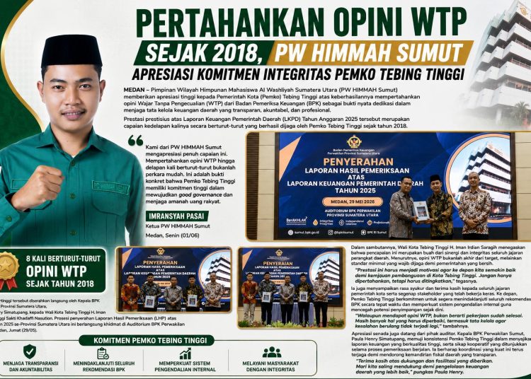Pertahankan Opini WTP Sejak 2018, PW HIMMAH Sumut Apresiasi Komitmen Integritas Pemko Tebing Tinggi