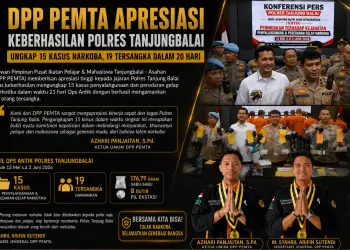 DPP PEMTA Apresiasi Keberhasilan Polres Tanjungbalai Ungkap 15 Kasus Narkoba, 19 Tersangka Dalam 20 Hari