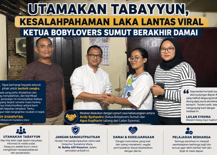 Utamakan Tabayyun, Kesalahpahaman Laka Lantas Viral Ketua Bobylovers Sumut Berakhir Damai
