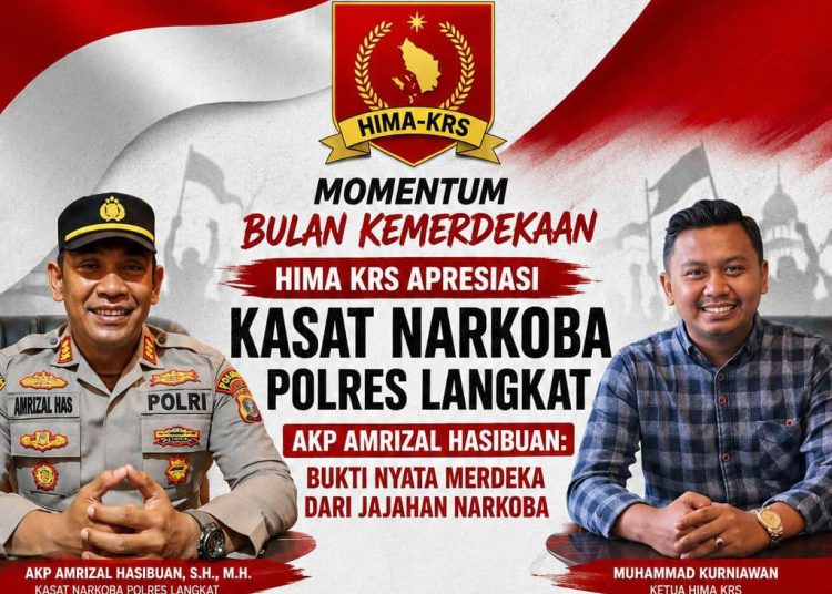 Momentum Bulan Kemerdekaan, HIMA KRS Apresiasi Kasat Narkoba Polres Langkat AKP Amrizal Hasibuan: Bukti Nyata Merdeka dari Jajahan Narkoba