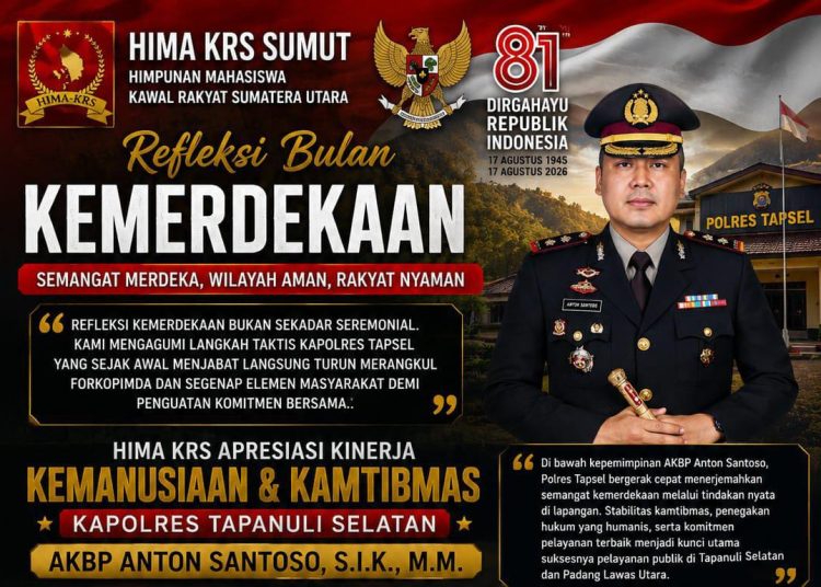 Refleksi Bulan Kemerdekaan, HIMA KRS Apresiasi Kinerja Kemanusiaan dan Kamtibmas Kapolres Tapsel AKBP Anton Santoso