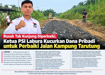 Rusak Tak Kunjung Diperbaiki, Ketua PSI Labura Kucurkan Dana Pribadi untuk Perbaiki Jalan Kampung Tarutung