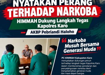 Nyatakan Perang Terhadap Narkoba, HIMMAH Dukung Langkah Tegas Kapolres Karo AKBP Pebriandi Haloho